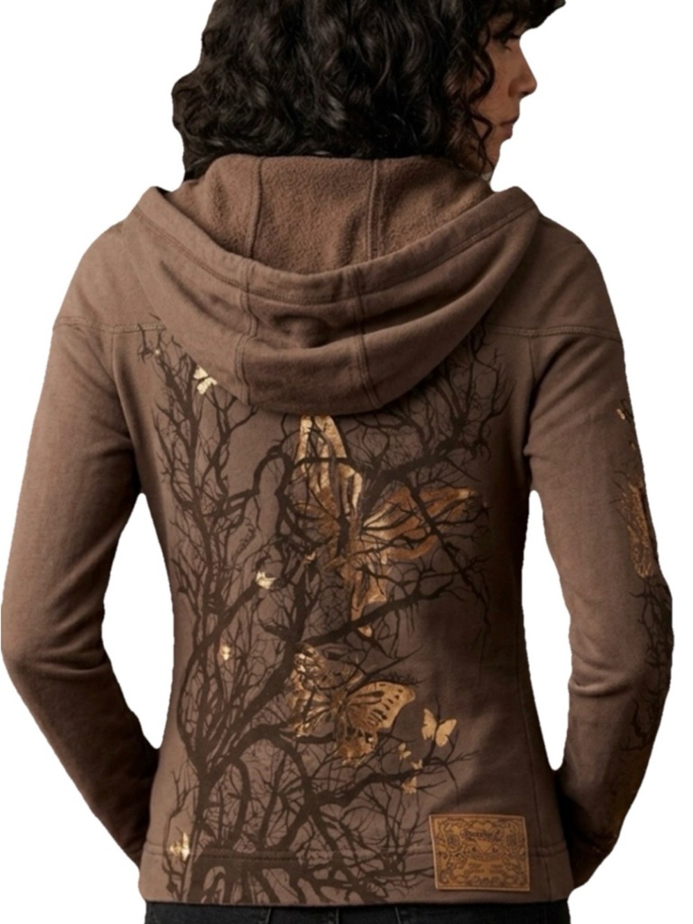 Lauren Moshi Butterflies & Tree Women’s Brown Hoodie Size XS